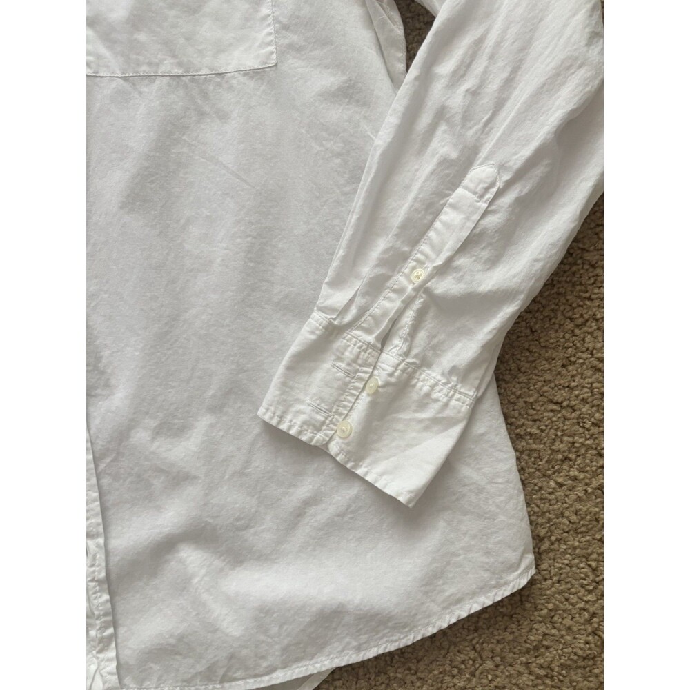 J Crew Women Basic Button-Up White Cotton Collared Long Sleeve Size M - Picture 2 of 6